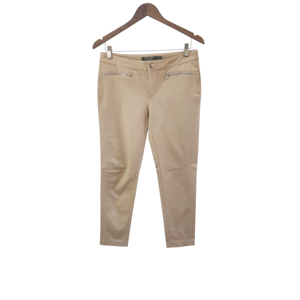 Lauren Ralph Lauren Beige Khaki Ankle Pants Zipper Pockets Womens 6P 6 Petite